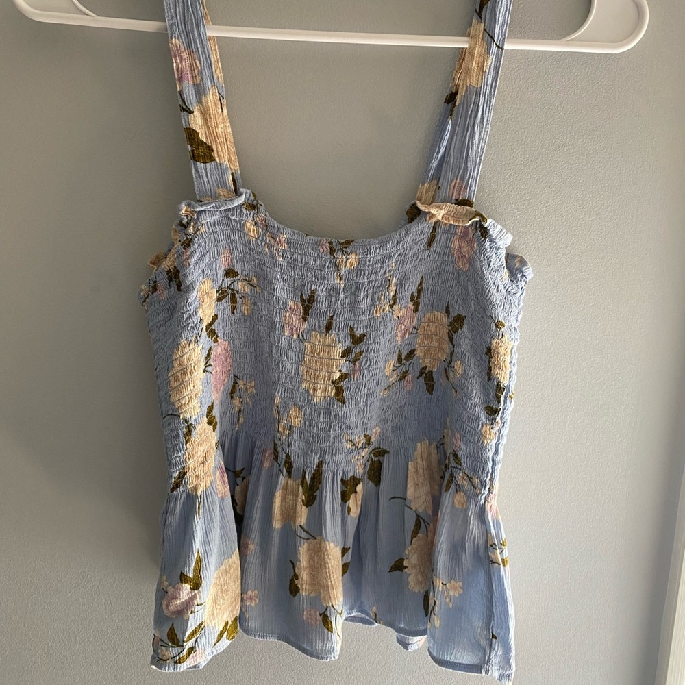 American Eagle blue floral tank top size S